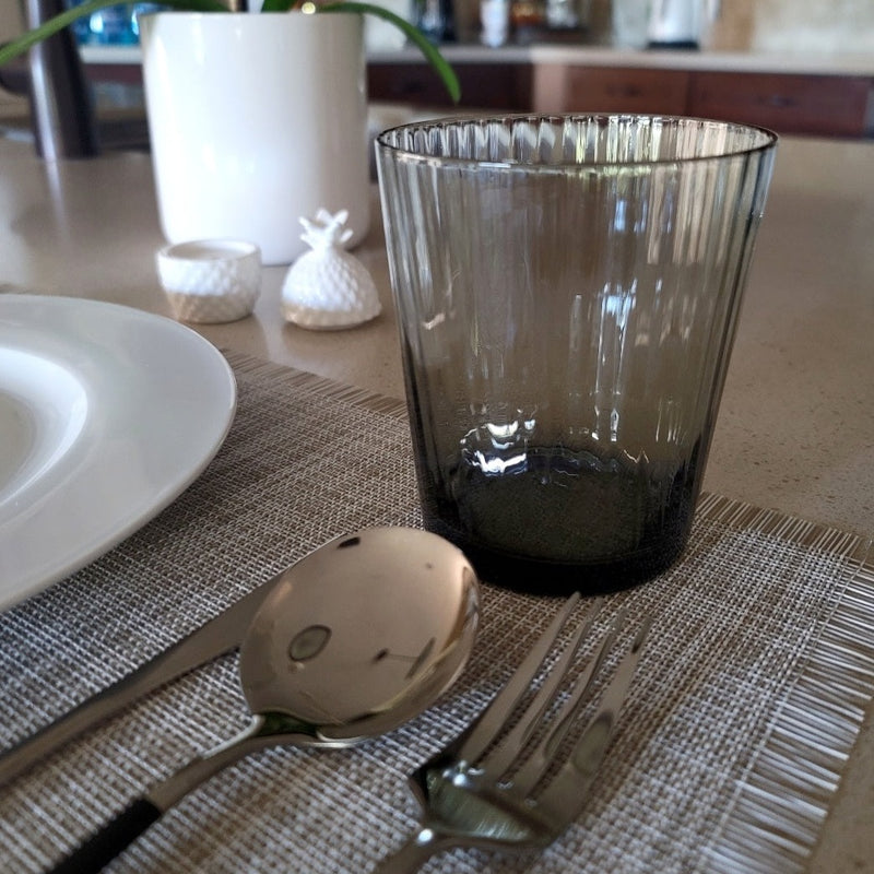 Ribbed Grey Glasses, Set of 4 - [Home_Williams]